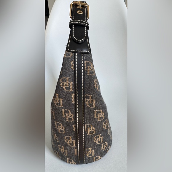 Dooney & Bourke Black and Gold Monogram Shoulder Bucket Bag - Picture 3 of 7